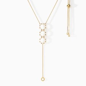 $289 Ora Ana Gold Geometric Stella Lariat Necklace with CZ Accents